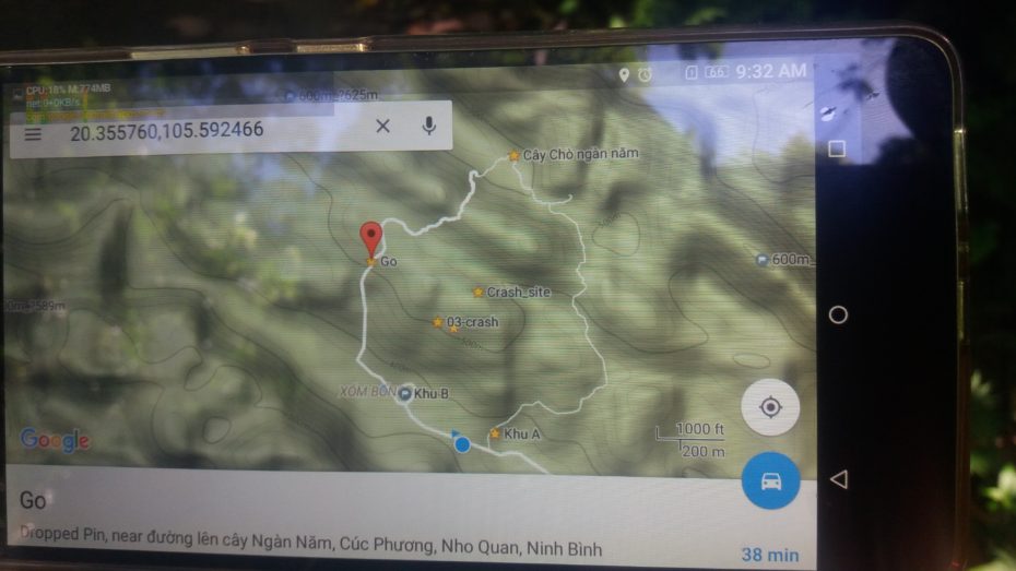 The map guiding our drone search in the rainforest. 